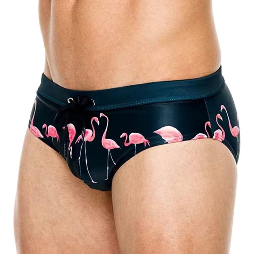 ✅Flamingo Print Swim Briefs in dark navy size medium, NWT